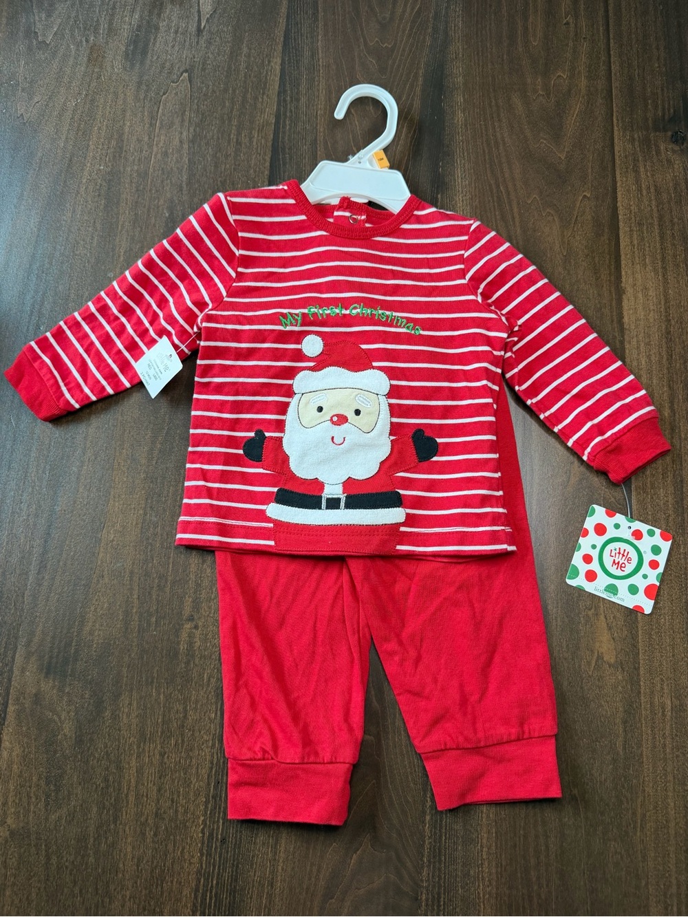 Little Me Red and White Striped Santa Pajama Set